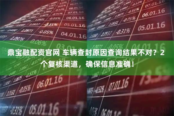 鼎宝融配资官网 车辆查封原因查询结果不对？2 个复核渠道，确保信息准确！